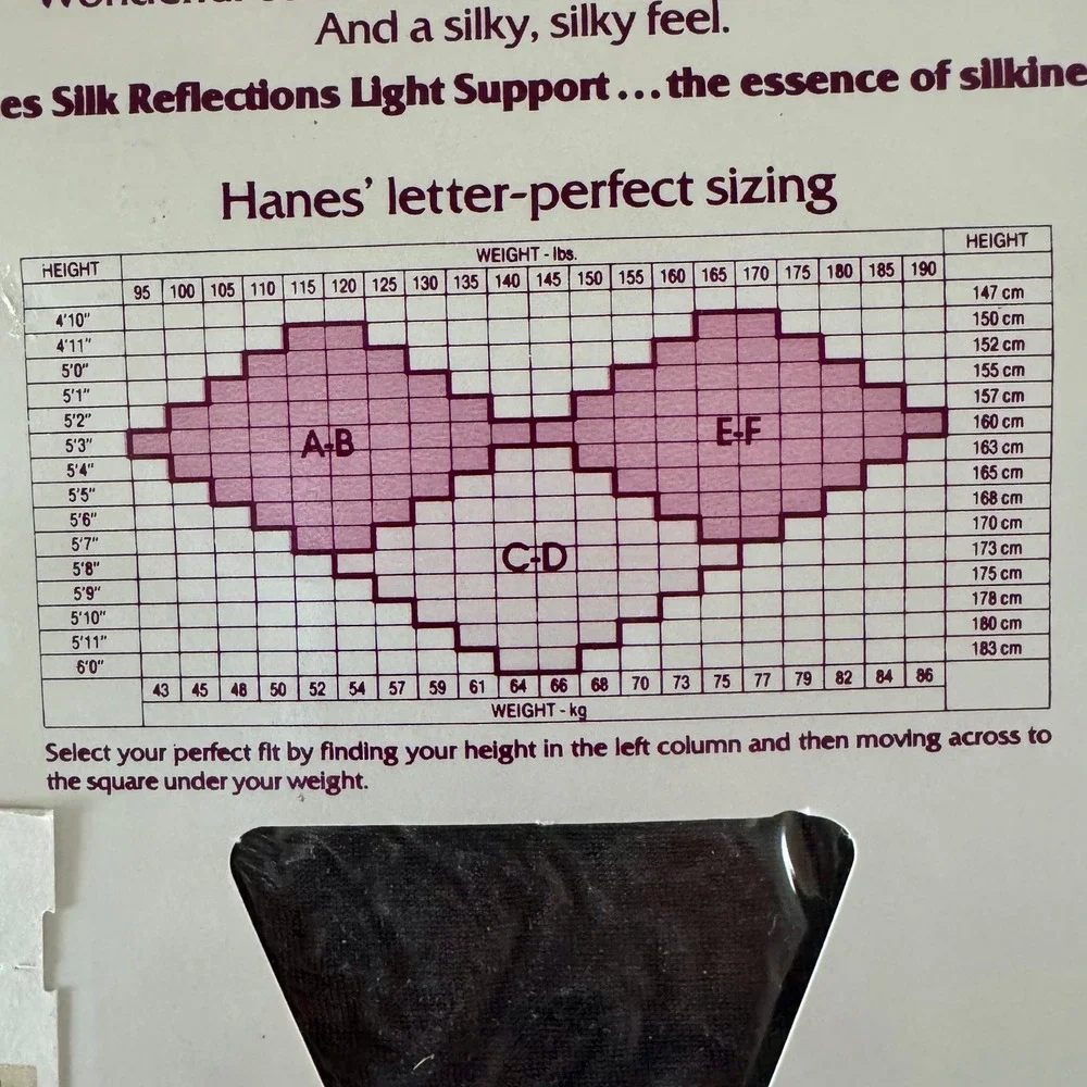 2PK Vintage Hanes Silk Reflections Pantyhose Barely Black Size C-D Style 719 USA